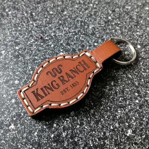 Handmade custom leather stitched Kingranch keychain