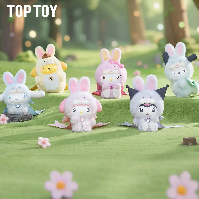 TOPTOY Cute Kawaii Fabric Diamond Bunny Plush Figure Blind Box - 1/6 Chase Odds, Kawaii Easter Vibe, Collecting Item, Heartwarming Gift for Plush Lovers, Room Decor, Compatible with Pochacco, HK, Kuromi Fans, Springtime Surprise