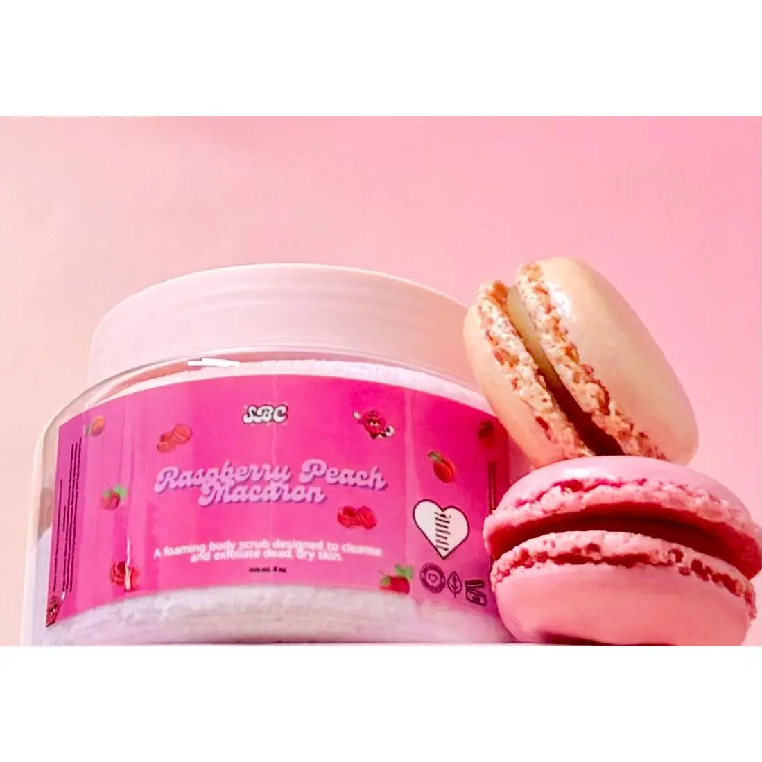 Raspberry Peach Macaron Foaming Body Scrub