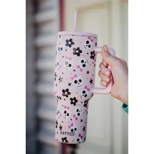 Skull Flower Bow Drink Tumbler