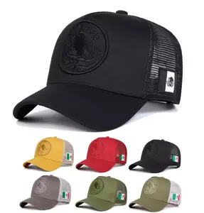 Embroidered Mexican Flag Trucker Hat Adjustable Mesh Cap for Summer Outdoor Sun Protection Chicano Style Patriotic Streetwear Unisex Adult Size
