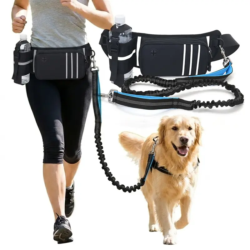 Hands Free Retractable Dog Walking Leash With Waist Bag For Dog Outdoor Walking, Multifunctional Dog Walking Storage Bag Dog Traction Rope