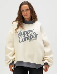 HAPPY CAMP3R Puff Series Womens Mock Neck Sweatshirt