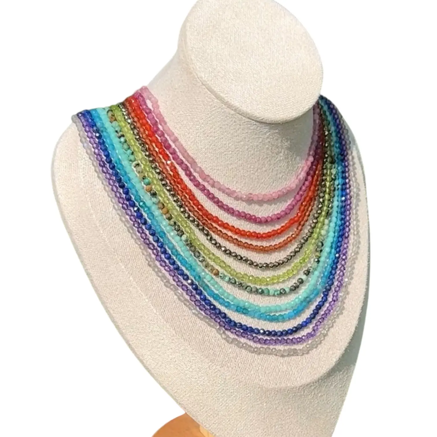 925SS Faceted Beaded Necklaces — Sterling Silver, Genuine, Natural, Earth-Mined Gemstones