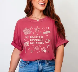 Everyone Communication Speechie AAC Bcba Aba Shirt Comfort Colors Sped Teacher Inclusion AAC Communications T-Shirt Speech Pathology Graduate - DarkFlex
