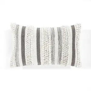 Lush Decor Bria Stripe Decorative Pillow Cover with Unique Striped Patterns in Neutral and Gray Colors