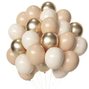 50pcs12" Blush Gold Beige Balloons | Neutral Metallic Latex Balloons for Wedding, Baby Shower, Birthday Party | Elegant Bridal Decor | Aesthetic Balloon Garland Kit | Balloon Decorations Kit