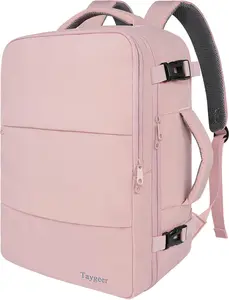 Taygeer Travel Backpack for Women Pink Carry On with Water Bottle Pocket Shoe Pouch TSA 15.6inch Laptop Mochila Flight Approved Nurse Bag Casual Daypack for Weekender Business Hiking