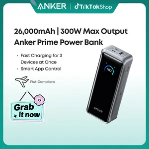 [Limited Offer]Anker Prime Power Bank, 26,250mAh 3-Port Portable Charger with 300W Max Output, Two-Way Charging, TSA-Approved, App Control, for MacBook, iPhone 17/16 Series, and More (Base Not Included)