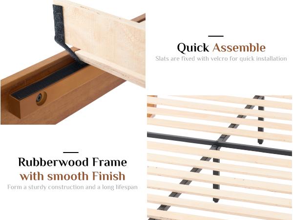 Classic Solid Wood Platform Bed, Sleek Minimalist Design, Sturdy Durable Frame for Bedroom Decor, Wooden Color