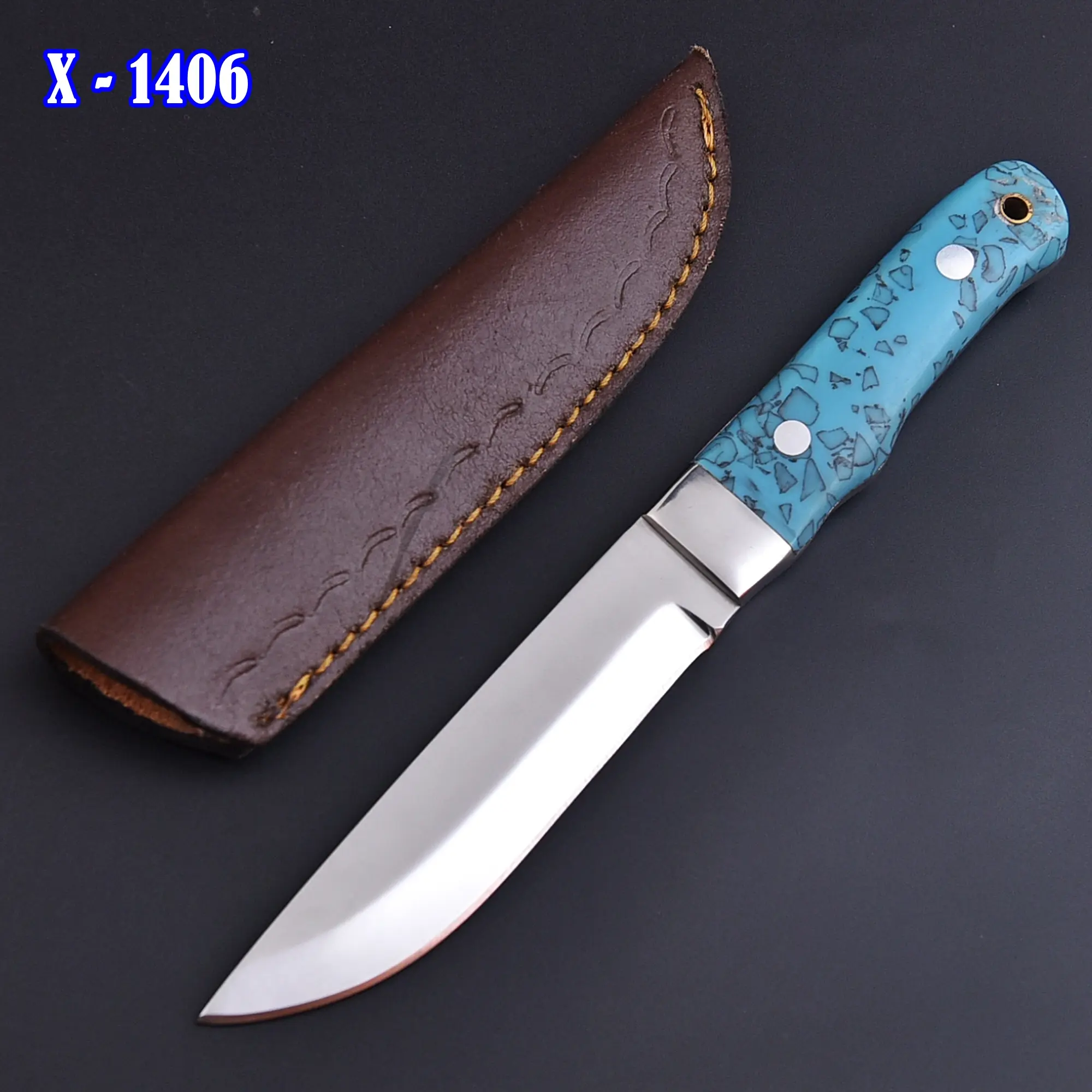 Hand Forged Professional Carbon Steel Blade Meat Steak Chef Knife Kitchen BBQ Grill With leather Sheath