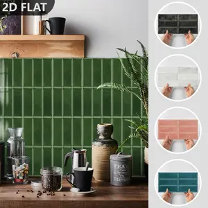 Removable Brick Wall Tiles 16pcs, Self-Adhesive Waterproof, Easy to Clean, Ideal for Rental Home Decoration, Flat Sticker Type