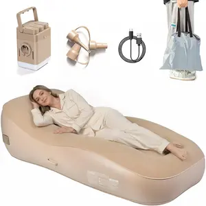 Inflatable Couch with Built-in Pump & Camping Lighting, Portable Air Sofa Blow Up Lounger, Self-Inflating Lounge Chair for Camping Beach Traveling Hiking