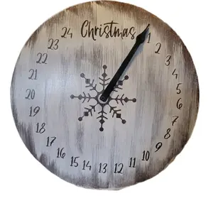 Rustic Christmas Advent Clock 14 inch circle