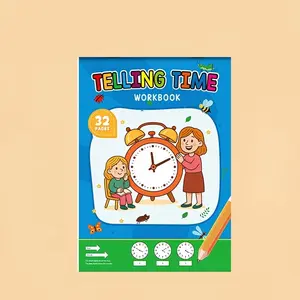 This workbook is designed for children to learn timekeeping and is suitable for kindergarten activities conducted at home. It includes reading and math worksheets, and is highly suitable for classroom teaching and back-to-school supplies, Toddler Workbook