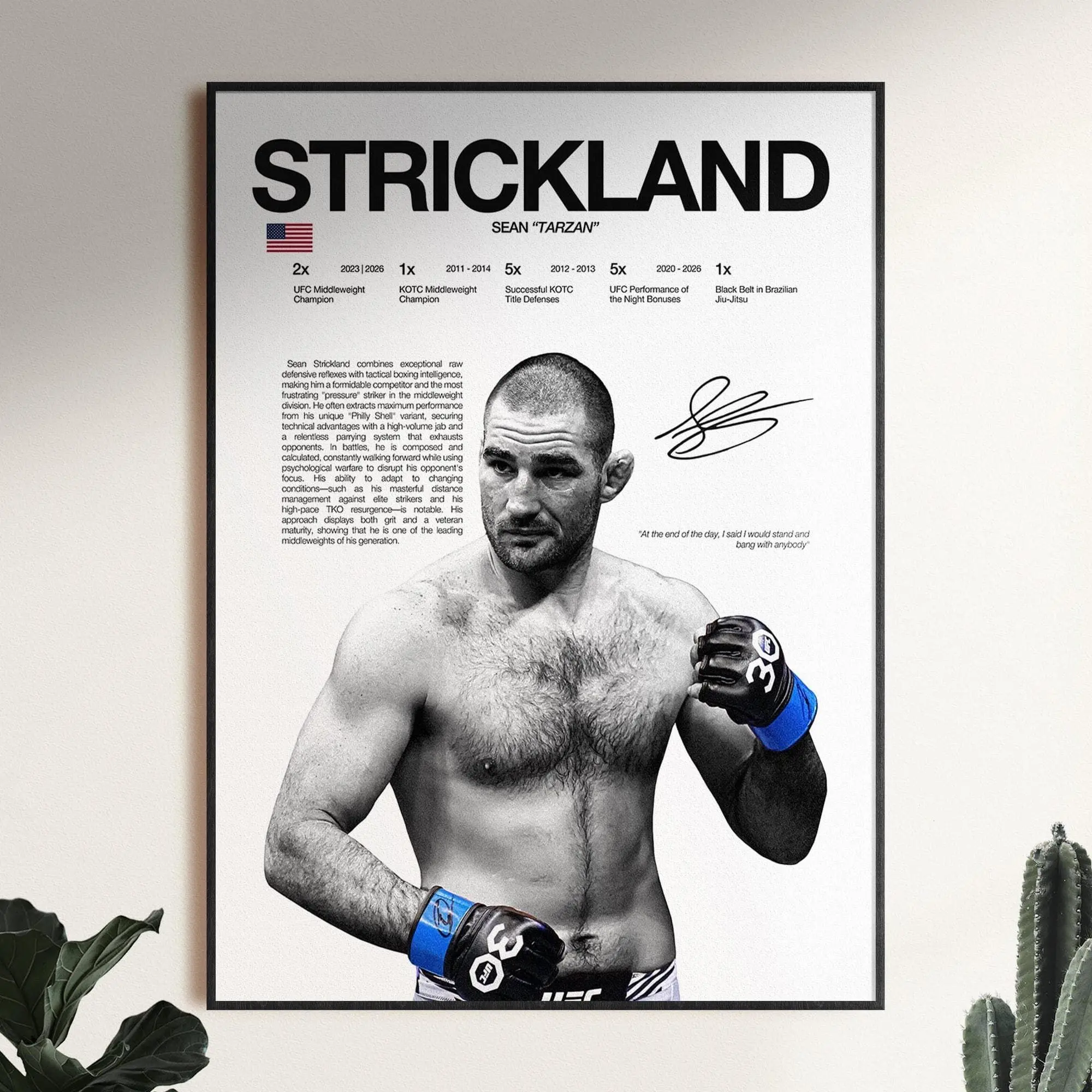 Sean Strickland Poster, UFC Wall Print, MMA Wall Print, Fighter Poster, UFC Fan Room Decor, Gift for Him( Unframed - Print Only )