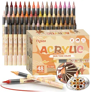48 Color Liquid Skin Tone Acrylic Paint Markers, Soft Tip Drawing Pens, Anime Art Markers, Professional Artist Acrylic Ink Pens