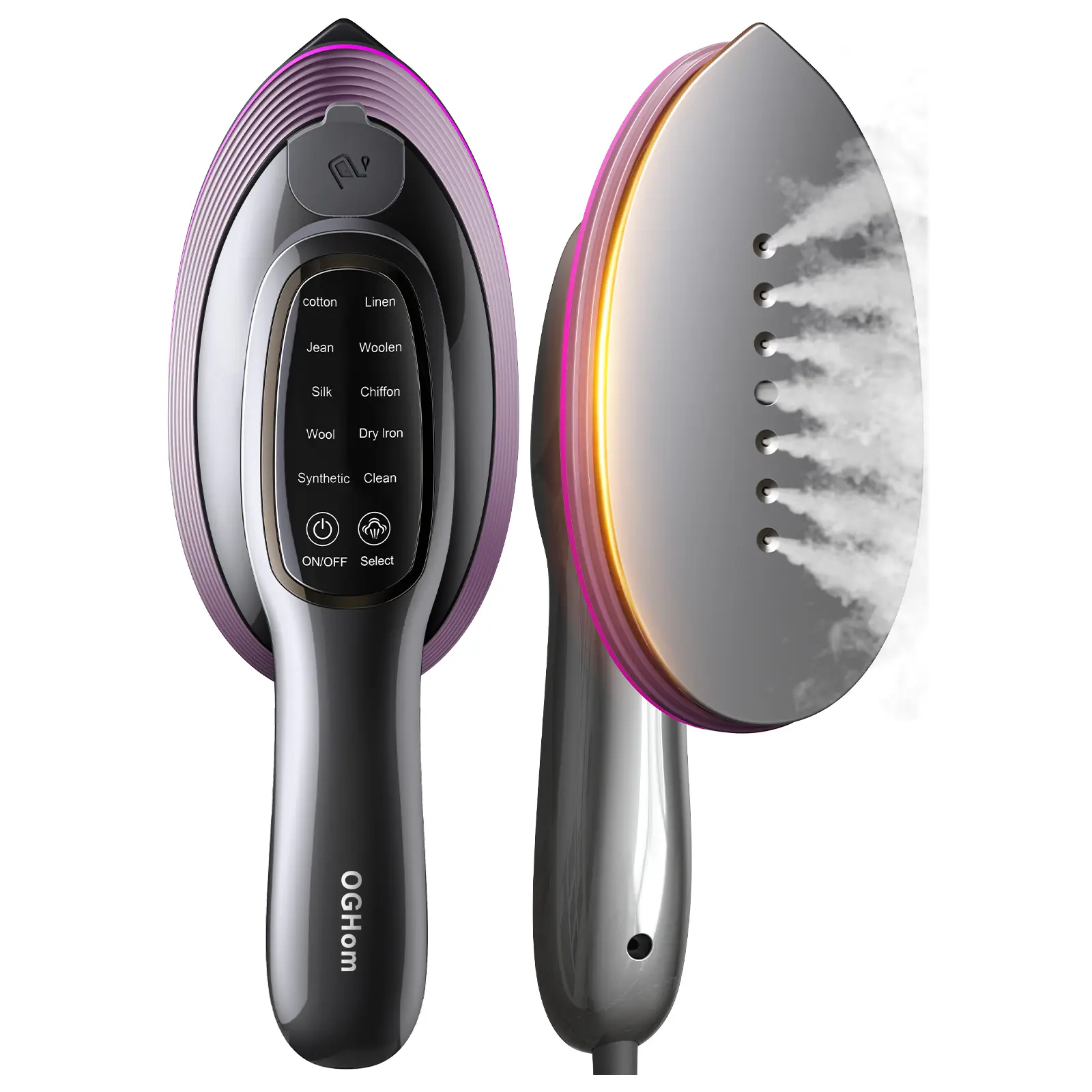 OGHom 2-in-1 Steamer & Iron for Clothes, 120V Handheld Clothes Steamer Iron, 1200W Fast Heat in 20s, Quick Wrinkle Removal 10 Adjustable Levels for Delicate to Thick Fabrics