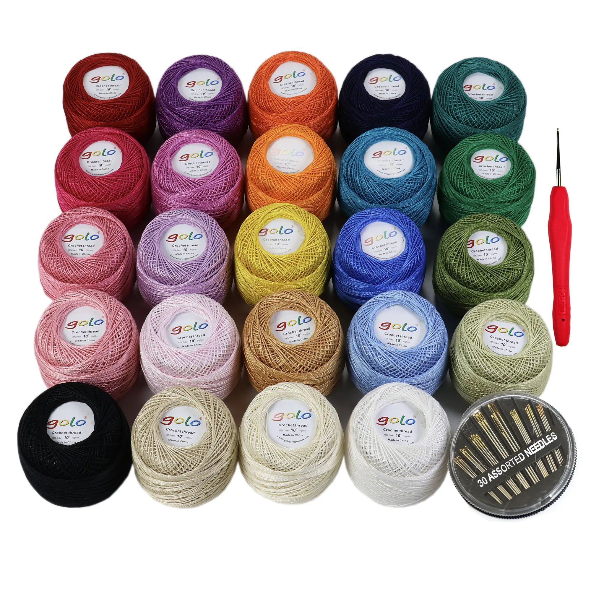Crochet Thread Size 10 golo Crochet yarn for Hand knitting 24 Balls 10g