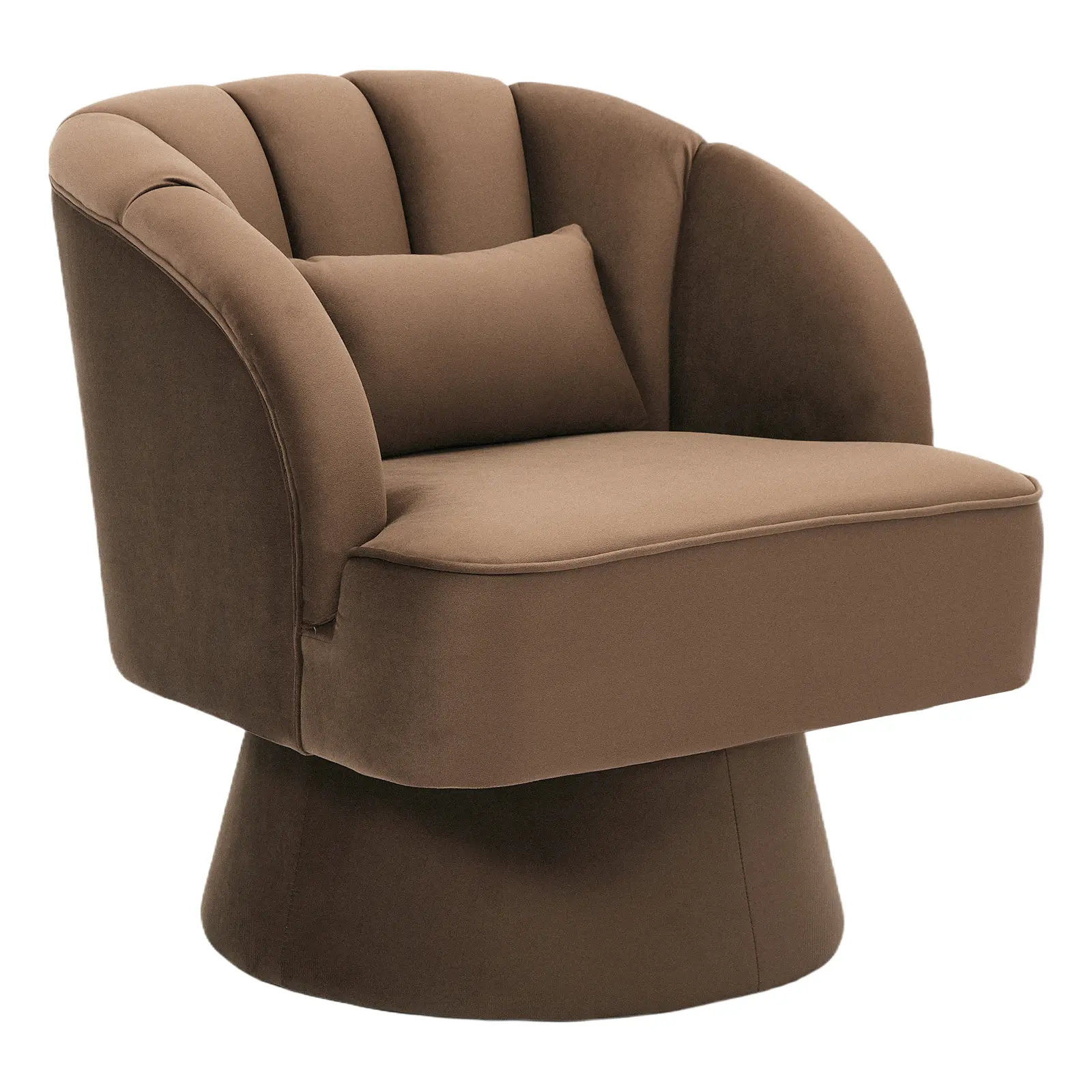Modern Swivel Barrel Chair with 360° Rotation – Upholstered Armchair, Plush Cushion & Pillow, Cozy Lounge Chair for Living Room & Bedroom, Velvet Fabric, 360° Swivel, Barrel Shape