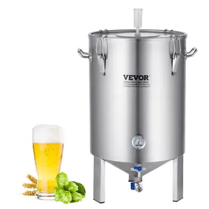 VEVOR 304 Stainless Steel Kettle,  16 GALLON Beer Brew Fermentor, Brew Bucket Fermentor for Brewing, Home Brewing Supplies with Base, Kettle Stock Pot Includes Lid, Handle, Valve, Spigot, Thermometer