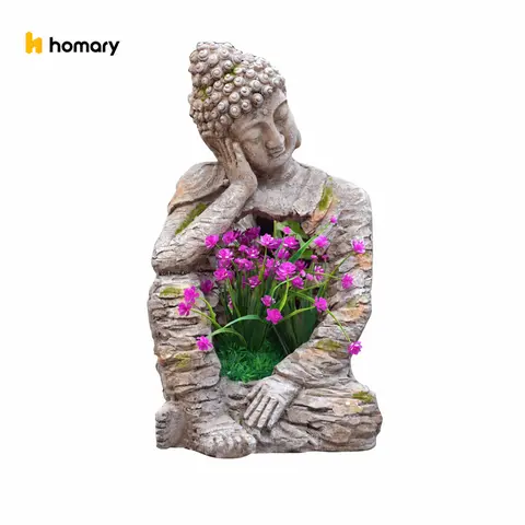 Homary Outdoor Sleeping Buddha Statue - Magnesium Oxide Plant-Ready Pot, Garden Sculptures Statues, Indoor/Outdoor Fit, Peaceful Zen Vibe, Home Improvement Garden Decor