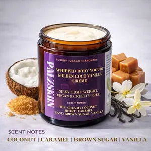 PALZSKIIN Whipped Body Yogurt Golden Coco Vanilla Creme - Hydrating Cream for Dry Skin, Smooth Glow, Aloe & Shea Butter, Vegan & Cruelty-Free