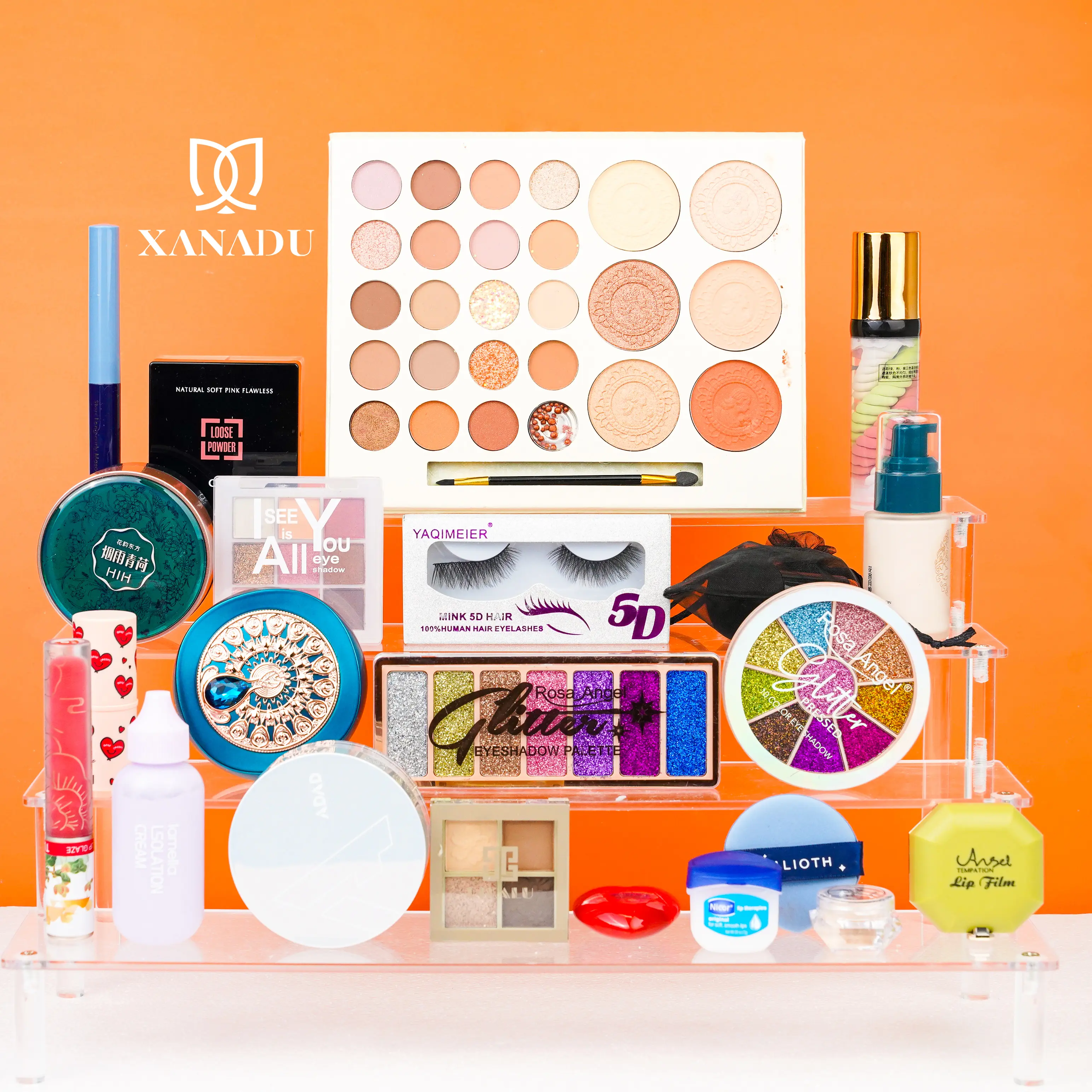 Xanadu Makeup Set - Foundation, Concealer, Eyeshadow Palette, Blush, Highlighter, Eyeliner, Mascara - Ideal for Everyday & Special Occasions