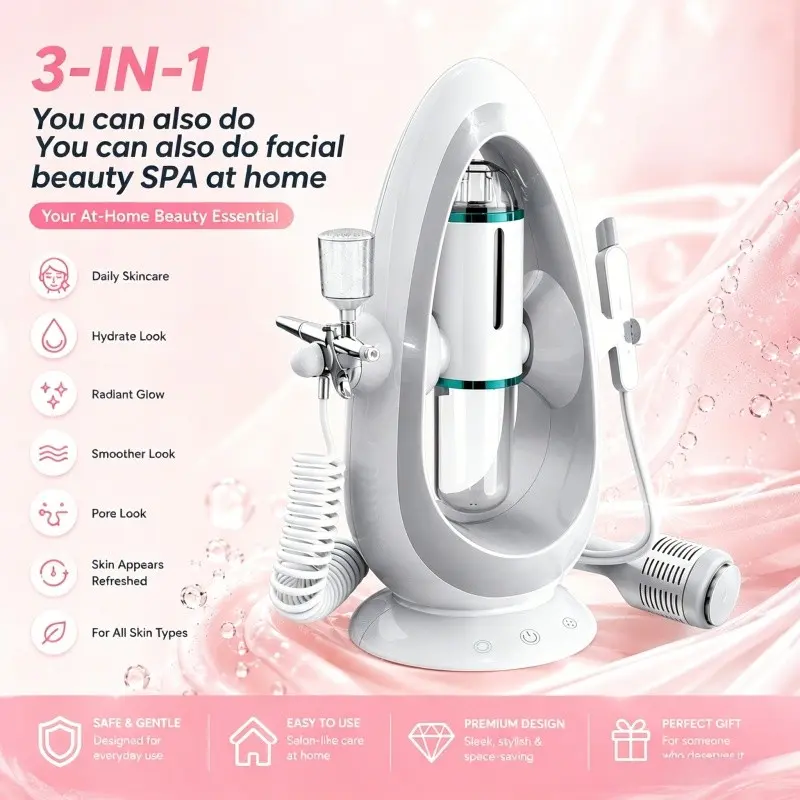 Three-In-One Multi-Functional Facial Beauty Device, Pore Cleanser, Hydrating Spray, Cold Compress Care, Essential Skincare Tool, Facial Cleansing Instrument, Beauty Machine