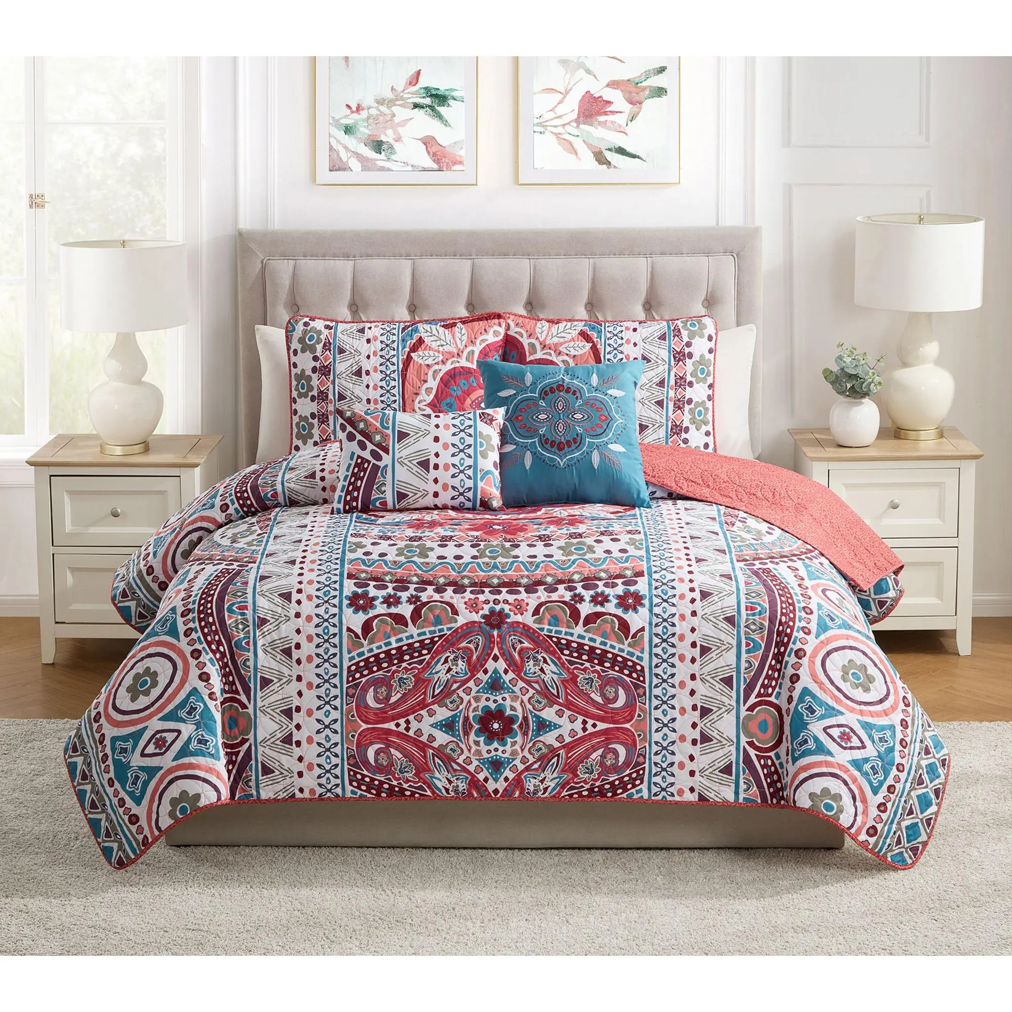 VCNY Home Natasha Reversible Medallion Quilt Set, King