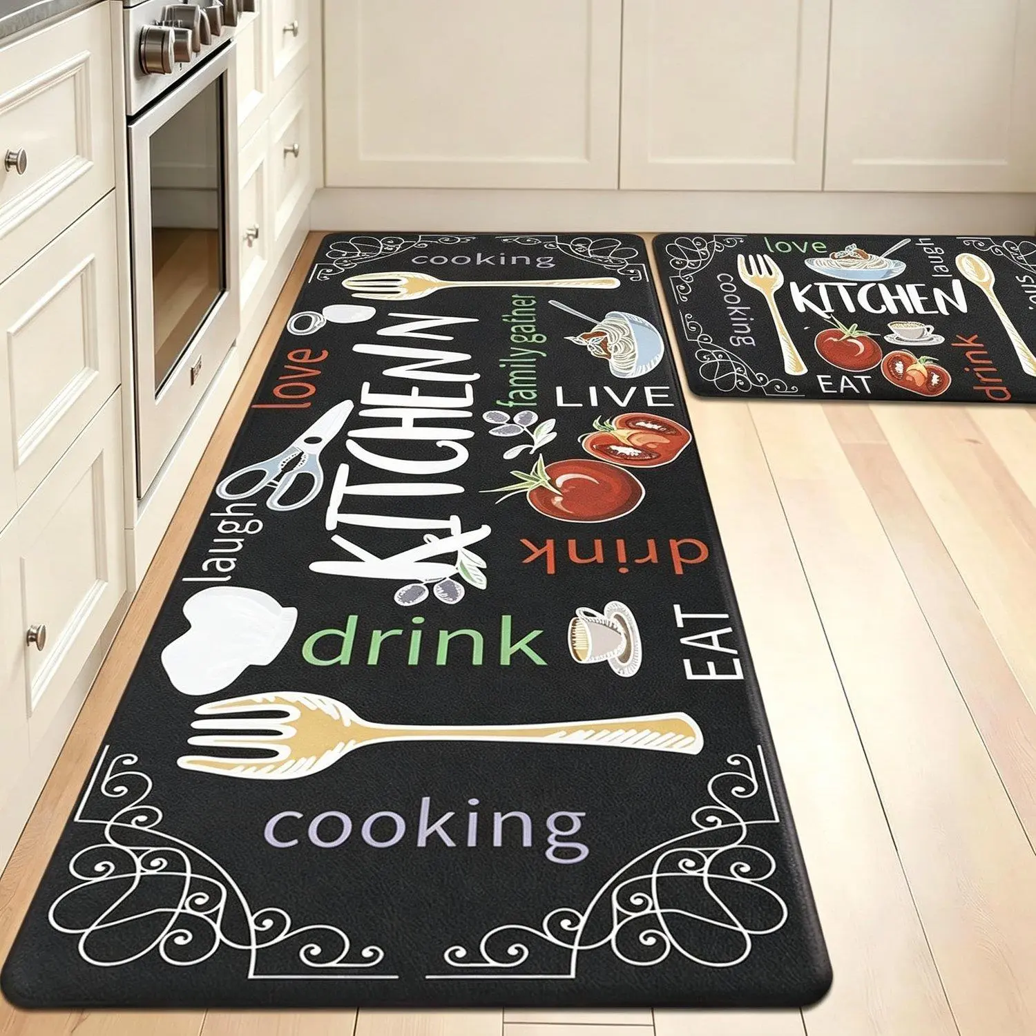 1PCS Anti Fatigue Kitchen Rugs Cushioned Kitchen Mats for Floor Non Slip Farmhouse Kitchen Rug and Runner Set, Waterproof Comfort Kitchen Floor Mat Carpet for Sink, Standing Desk, Laundry