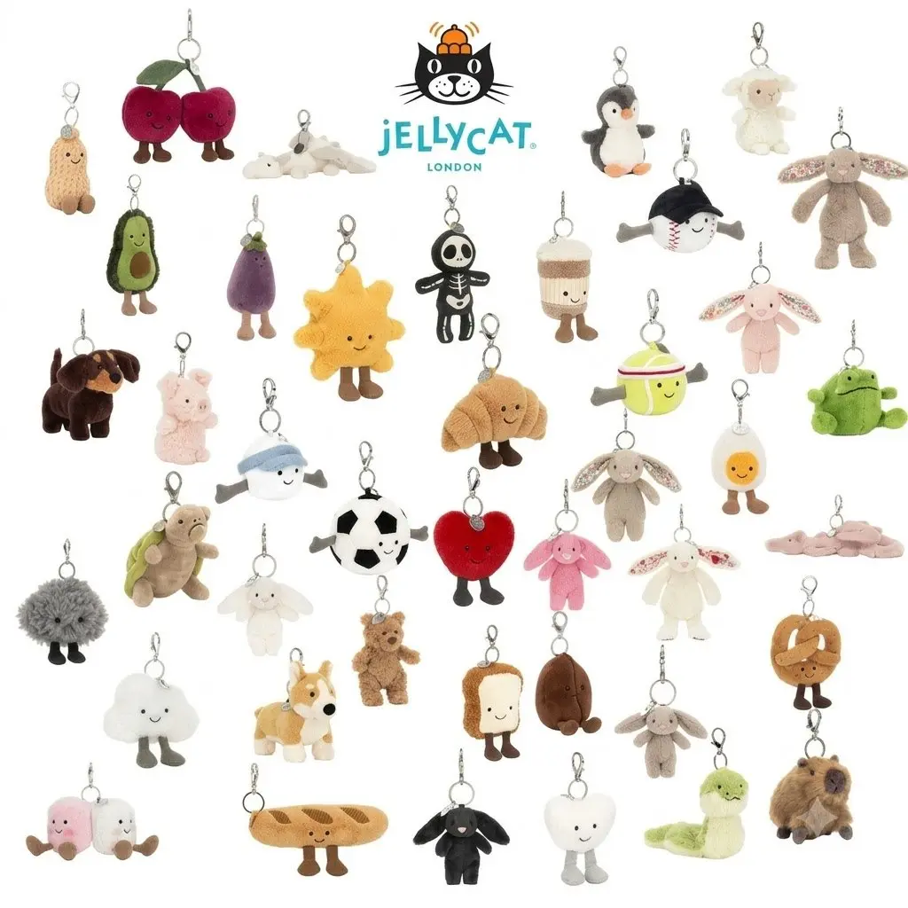 Genuine Jellycat Amuseables Sports • Weather • Love Keychain Collection – Ready in US + Gift Bag