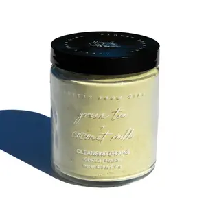 Pretty Farm Girl Green Tea & Coconut Milk Facial Cleansing Grains - Herbal Natural Cleansers with Clay, Probiotic, Pearl, and Matcha - 150g