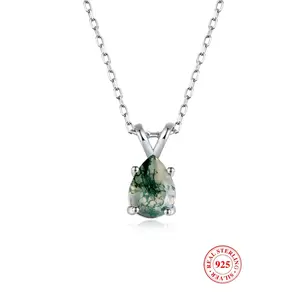 S925 Sterling Silver Artificial Gemstone Decor Pendant Necklace for Women & Girls, Fashion Jewelry for Party, Daily Decor, Trendy All-match & Exquisite Jewelry for Birthday Gift, Dainty Necklace, Daily Wear Necklace