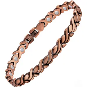 Feraco Copper Ankle Bracelet for Women, 99.99% Pure Copper Magnetic Anklet with 3500 Gauss Neodymium Magnet, Adjustable Jewelry (Fishtail) gift Design Coating