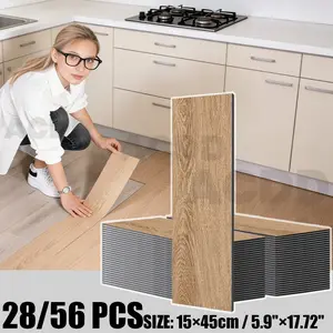 Self-Adhesive Wood Grain Floor Stickers Set, Wood Pattern, Easy Peel & Stick, Vinyl Material, Single Sheet Size 15cmx45cm, Ideal for Living Room, Bedroom, Kitchen, Bathroom