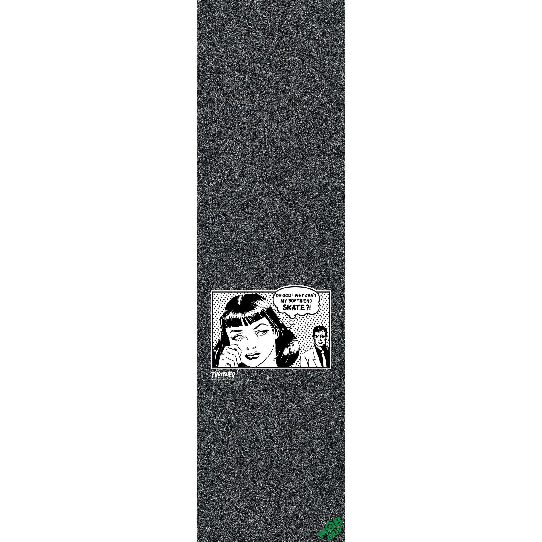 Skateboard Griptape Sheet, 9 x 33 Inch Thrasher Boyfriend Graphic, Perforated and Bubble-Free Silicon-Carbide Grip for Skateboard Decks, Skateboard Deck