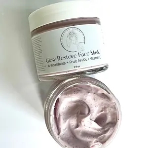 Glow Restore Face Mask - Super Berries + AHA’s + Vitamin C - Natural Glycolic Acid For Brightening Skin & Exfoliation - Natural Skincare - Acne Care - Anti-Aging Mask