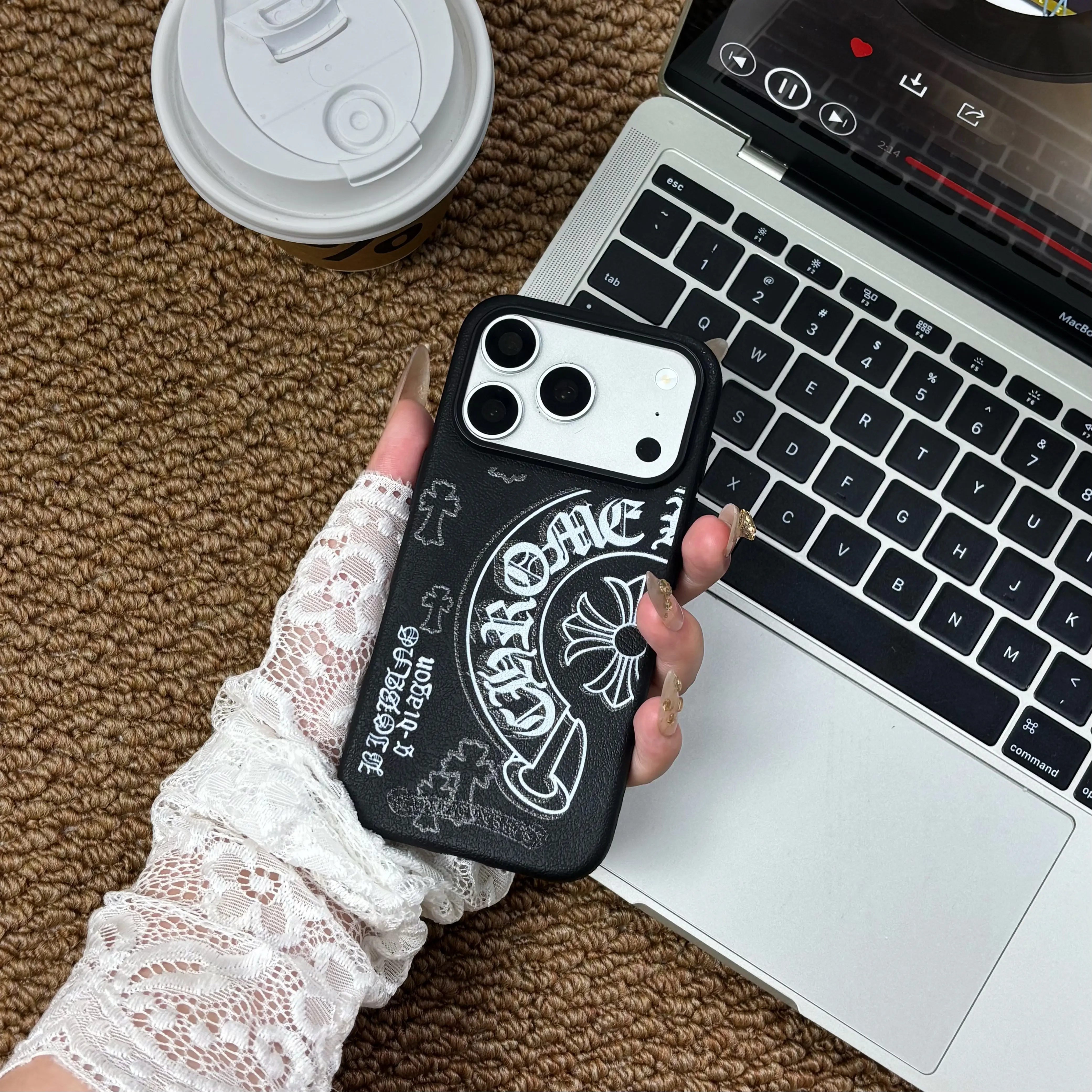 Compatible with the entire iPhone 13/14/15/16/17/Plus/Pro/Pro Max series this stylish phone case features a dark grunge-rock aesthetic and a raised camera edge design to protect the lens from scratches Perfect for everyday street style and casual outfits