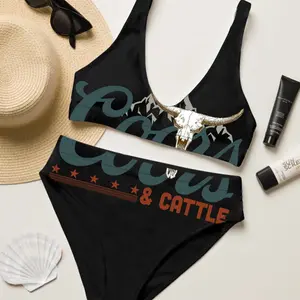 Coors Cattle Black Two Piece Bikini Set, Bathing Suit for Women, Cute Bikini, 2026 Independence Day Gift, Quick-Drying, Summer Beach Outfit, Gift for her