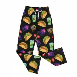 Funny Fast Food Graphic Lounge Pants - Taco Bell Sauce Inspired Pajama Bottoms with Drawstring - Soft Breathable Sleepwear for Men & Women