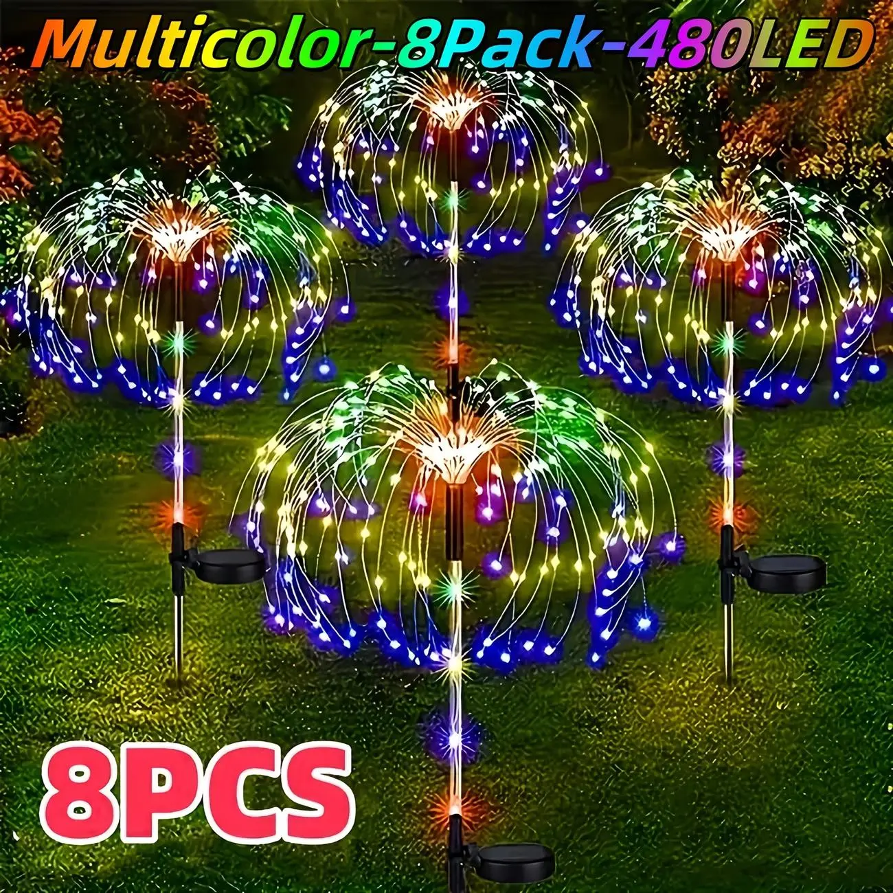 8-piece set -1 outdoor solar powered fireworks light, Christmas decoration, IP65 waterproof, 8 lighting modes. Christmas decoration suitable for DIY decoration of gardens, courtyards, parties, and Christmas lights | Outdoor solar lights, outdoor lighting