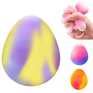 Easter Egg Squishy Fidget Toys,Colorful Marbled Stress Relief Sensory Toy Easter Basket Stuffer Party Favor Gift for Kids Adults