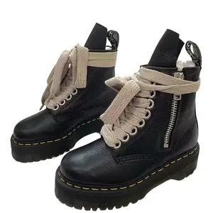 Outoor designer ro Dark punk style cowhideboots thick sole genuine leather trainers size 34-46 pentagram top layer cowhide men's and women's ankle boots