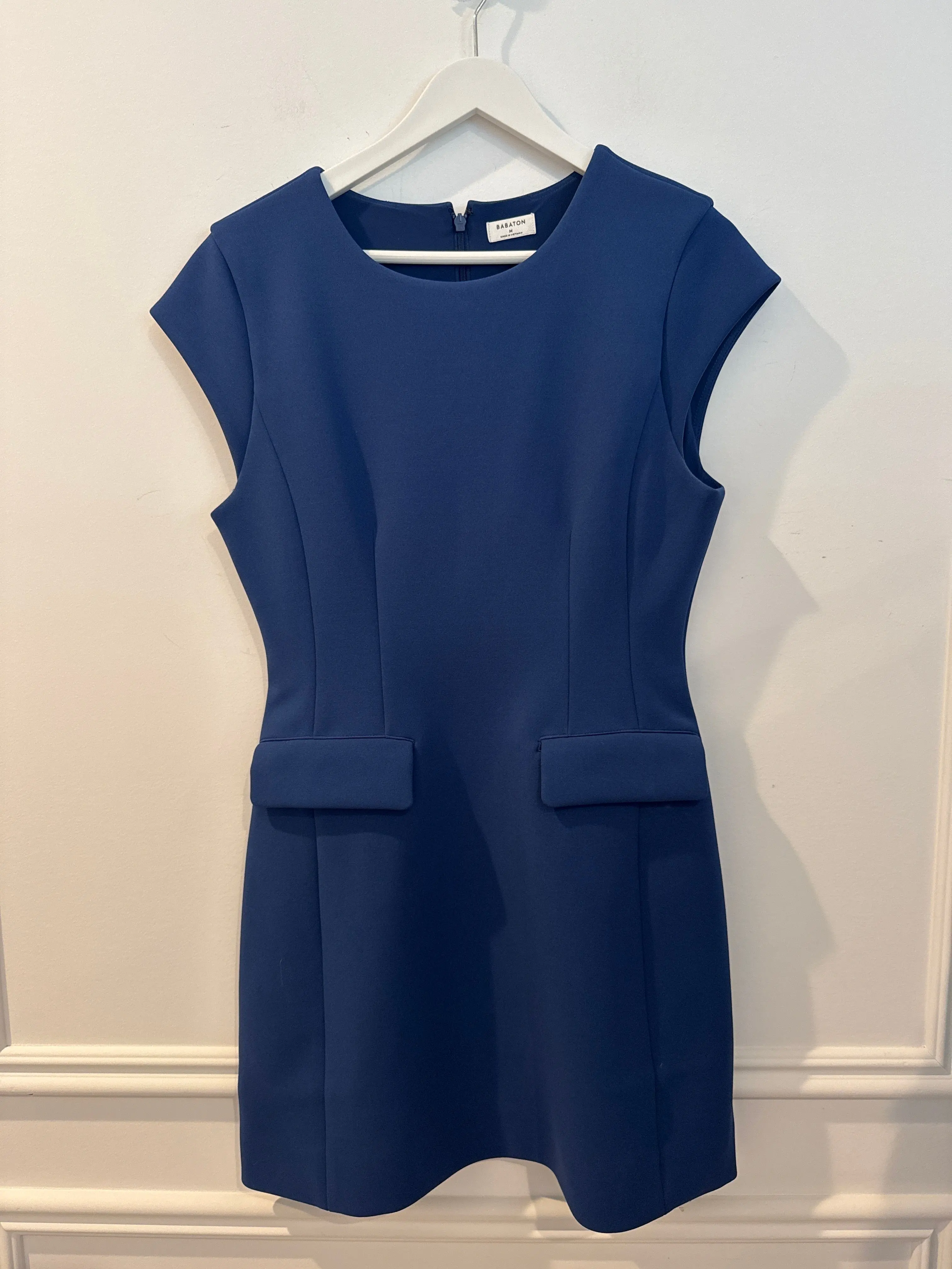 Babaton Figureknit Priestly Dress, Blue, Size Medium