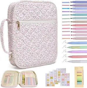 Bible Cover Case for Women Large Book Bag For Bible Study Supplies Journaling Kit with Highlighters and Tabs