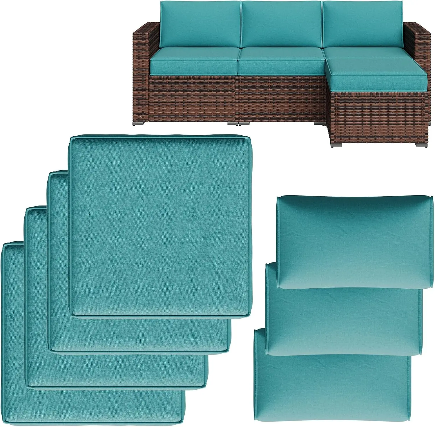 Jolydale Replacement Cushions for Outdoor Furniture, 7-Piece Outdoor Cushions for Patio Furniture, Waterproof&Fade Resistant Couch Cushion for 4-SeatPatioConversation Sets