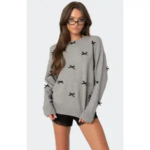 Edikted Women's Satin Bow Oversized Sweater