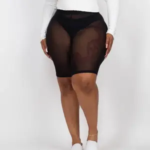 Plus Size Biker Mesh Short swimsuit cover