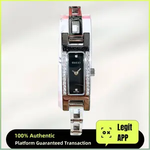 Gucci Vintage 3900L Quartz - Black Dial, Steel Bracelet & Custom Diamond-Set Caseback Ladies Watch 11907913